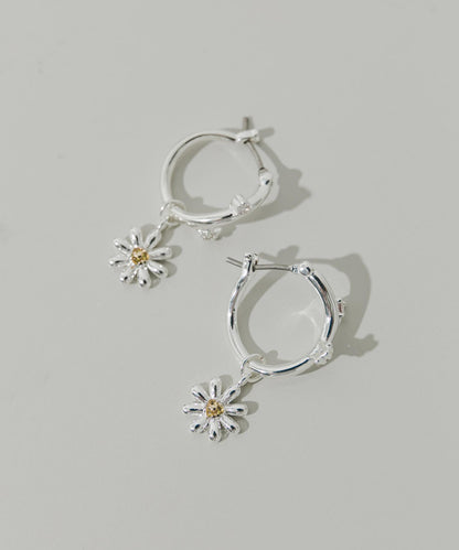 花朵吊墜設計圓環耳環