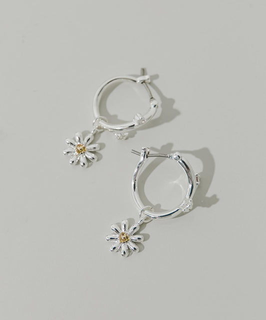 花朵吊墜設計圓環耳環