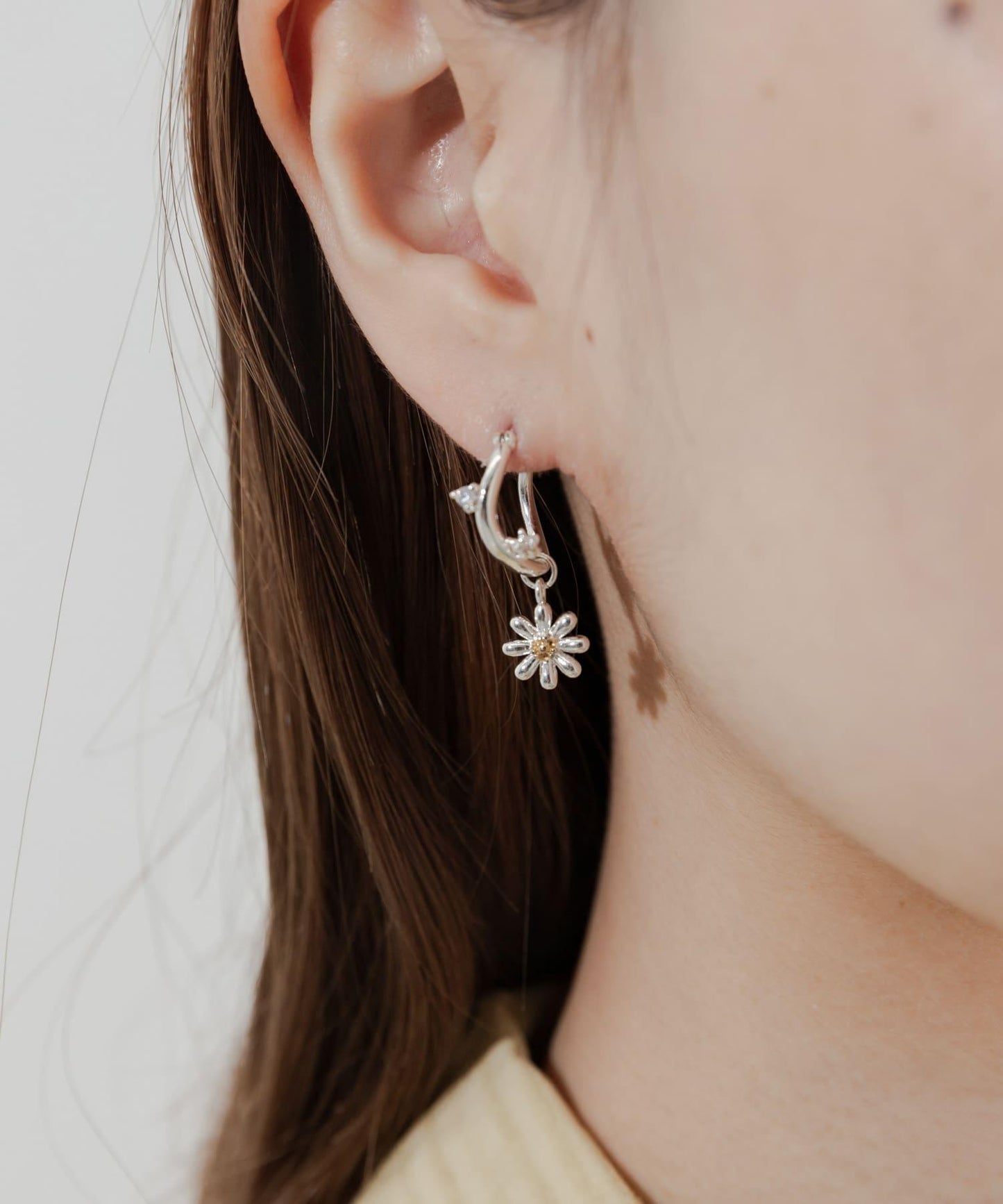 花朵吊墜設計圓環耳環