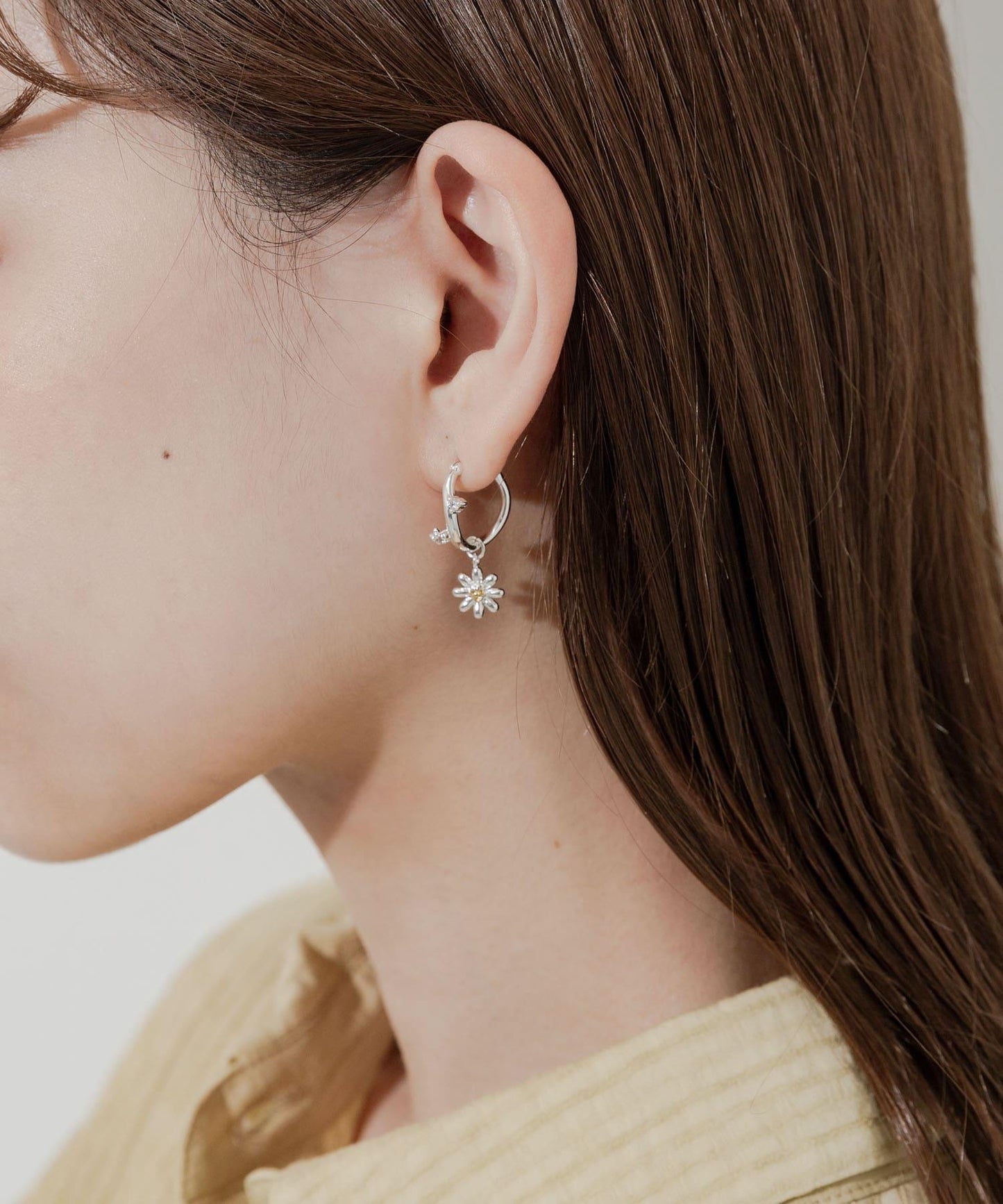 花朵吊墜設計圓環耳環