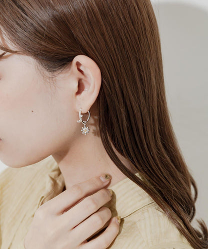 花朵吊墜設計圓環耳環