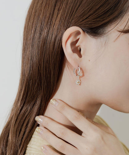 花朵吊墜設計圓環耳環