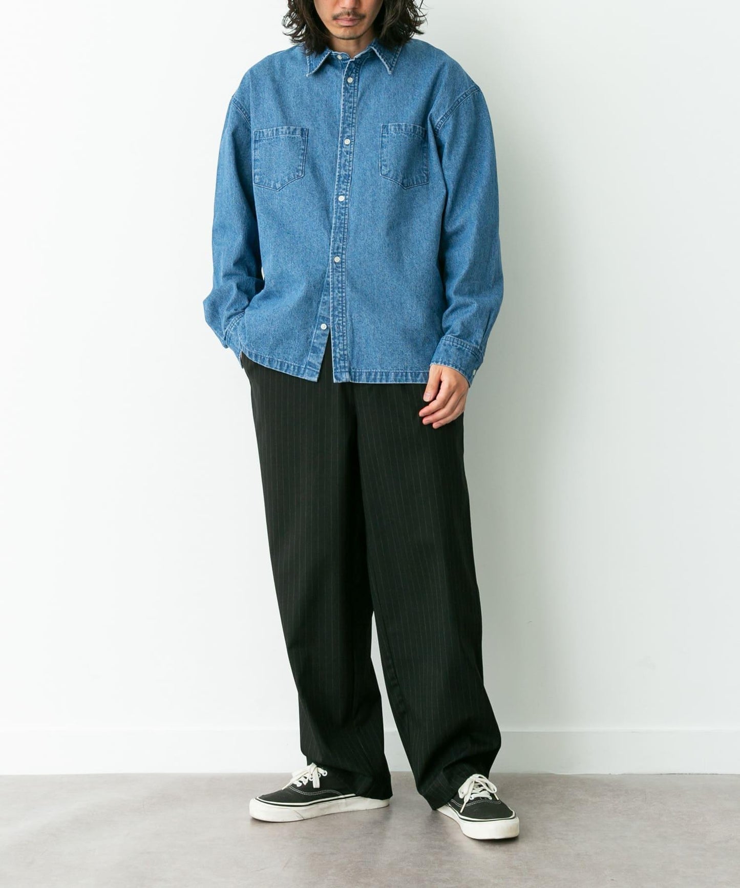 細條紋休閒褲