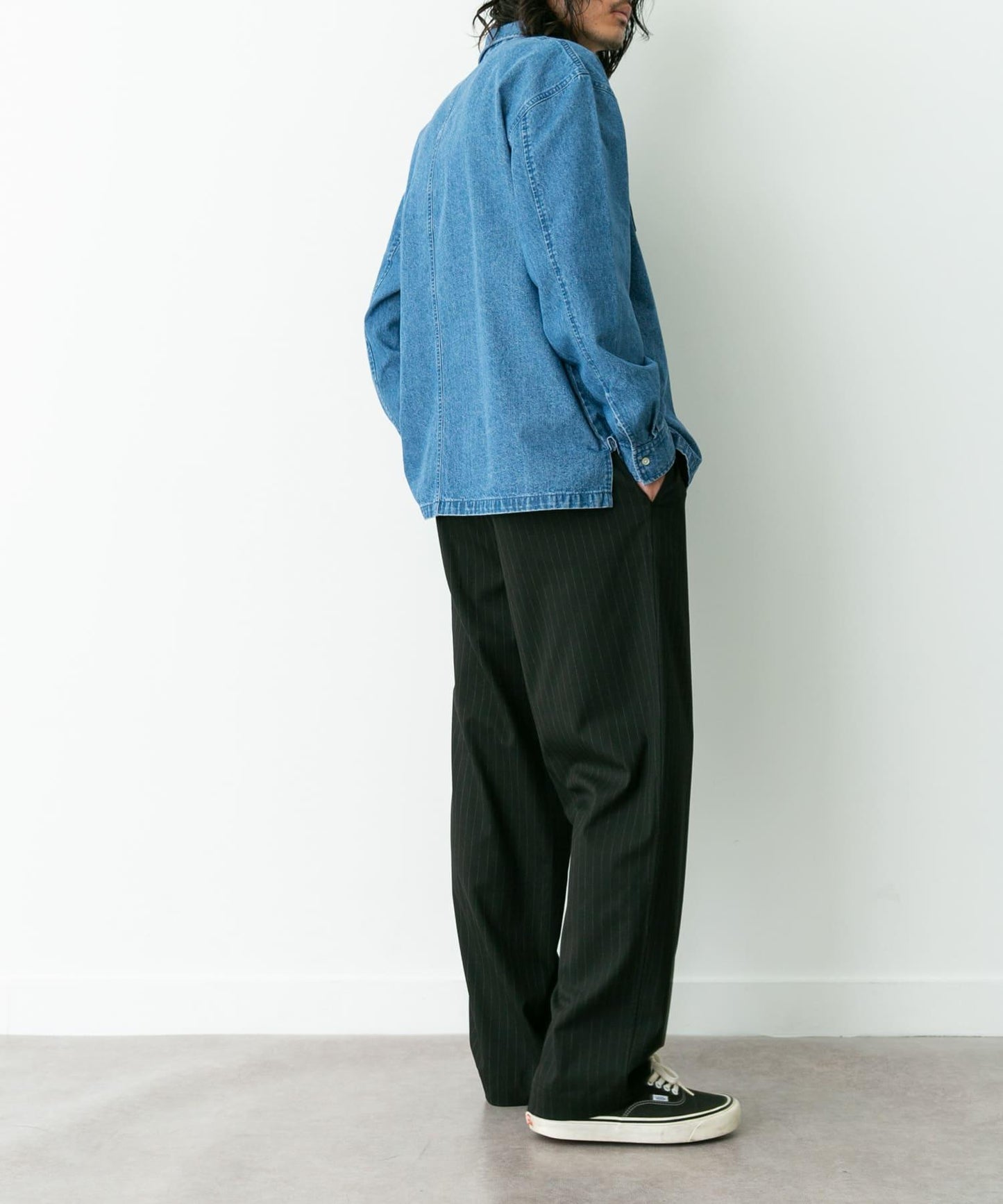 細條紋休閒褲