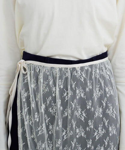 【Kastane】B 蕾絲裹身半身裙