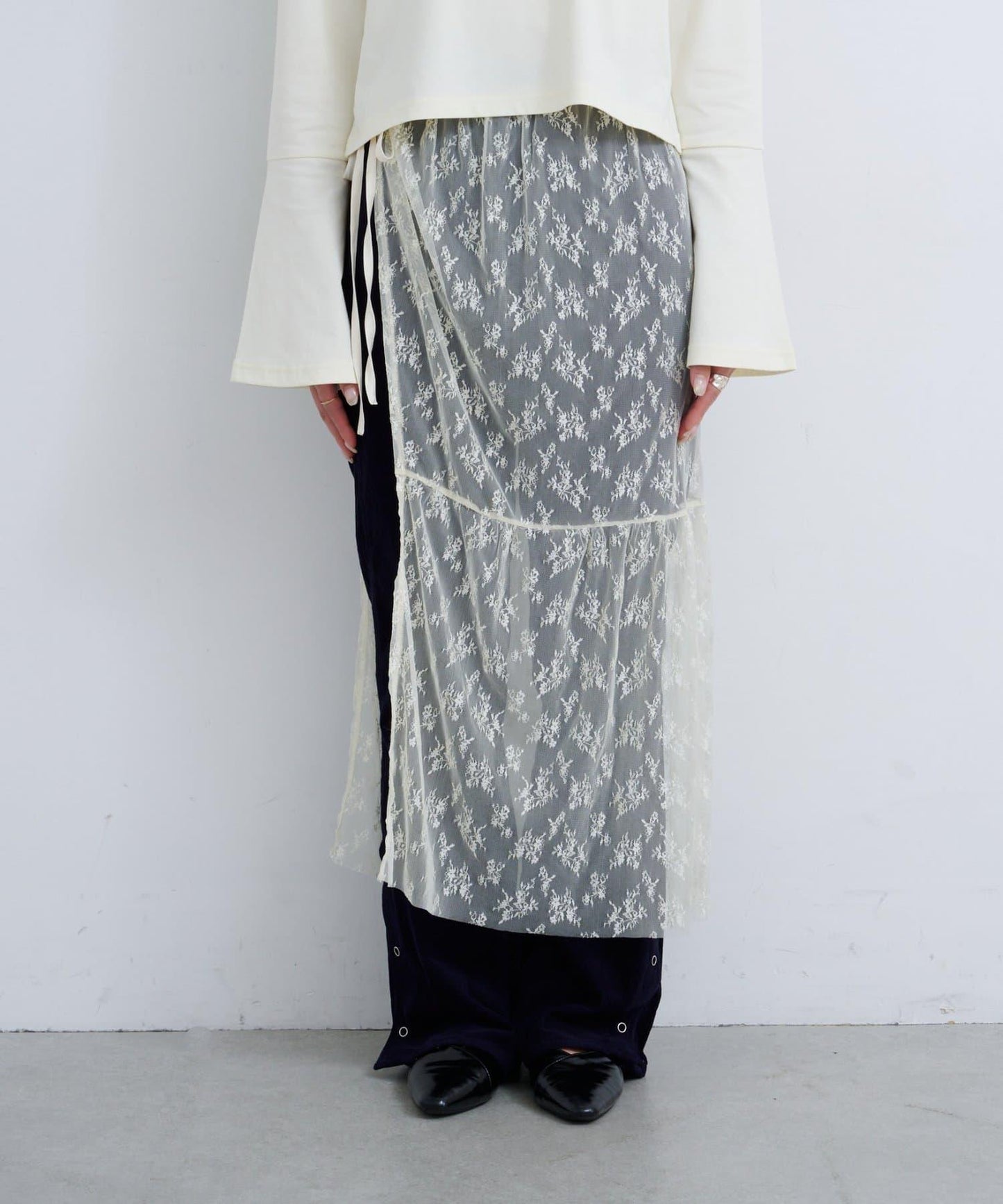 【Kastane】B 蕾絲裹身半身裙