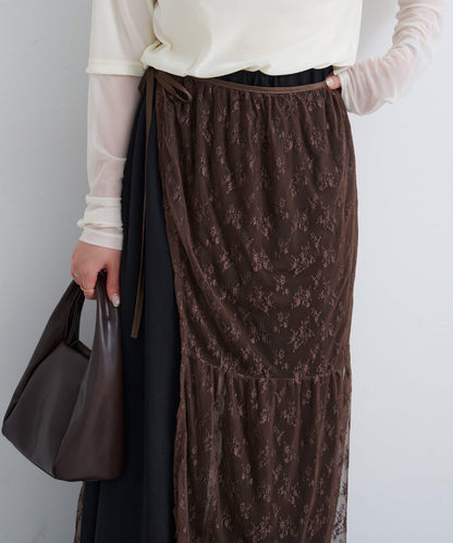 【Kastane】B 蕾絲裹身半身裙