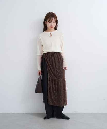 【Kastane】B 蕾絲裹身半身裙