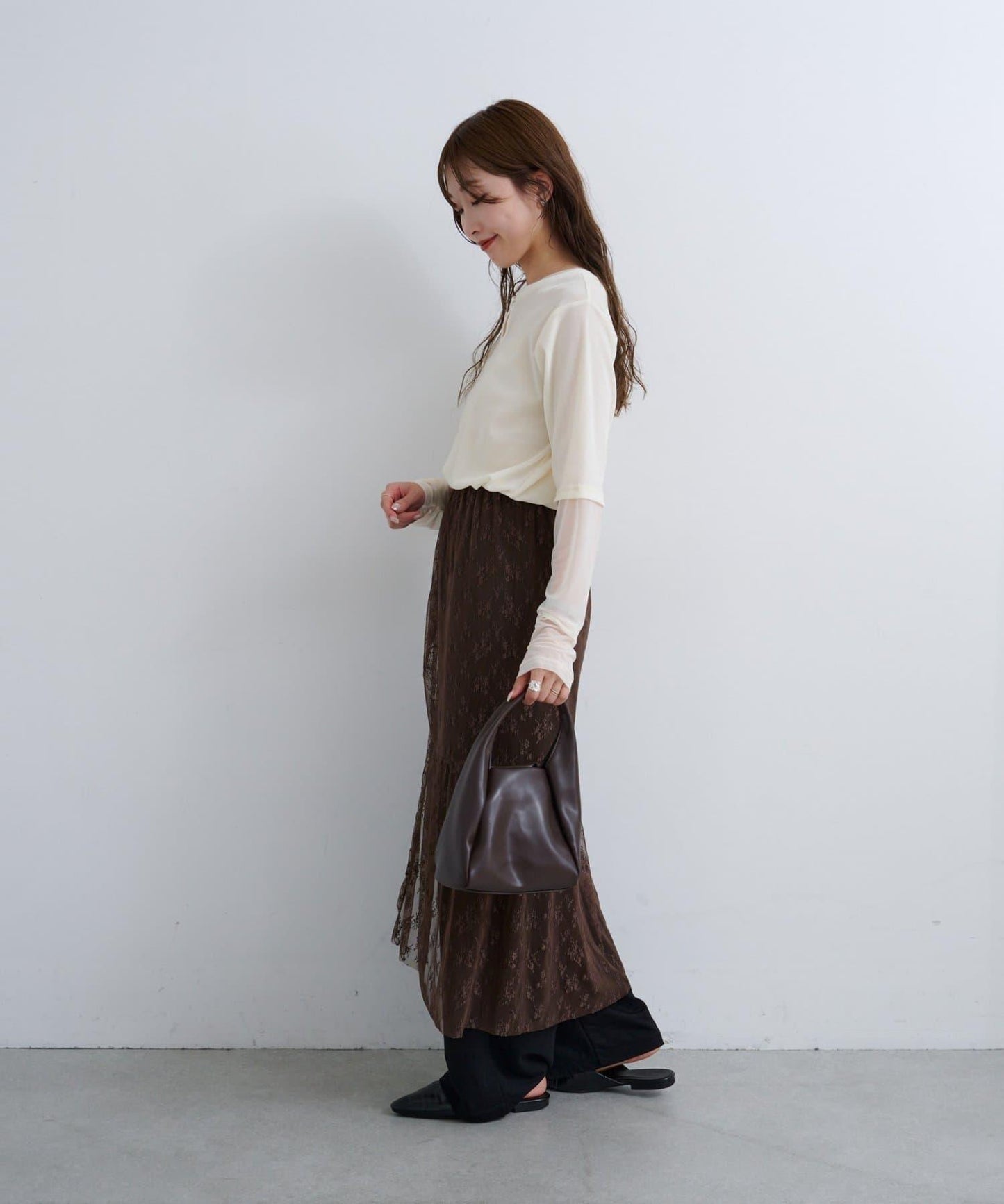 【Kastane】B 蕾絲裹身半身裙