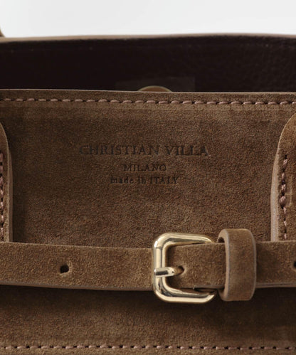 CHRISTIAN VILLA 金屬配件麂皮托特包