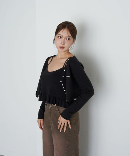 【RAY CASSIN】荷葉邊吊帶套裝開衫