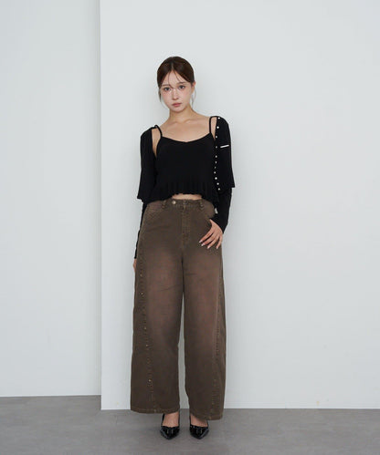 【RAY CASSIN】荷葉邊吊帶套裝開衫