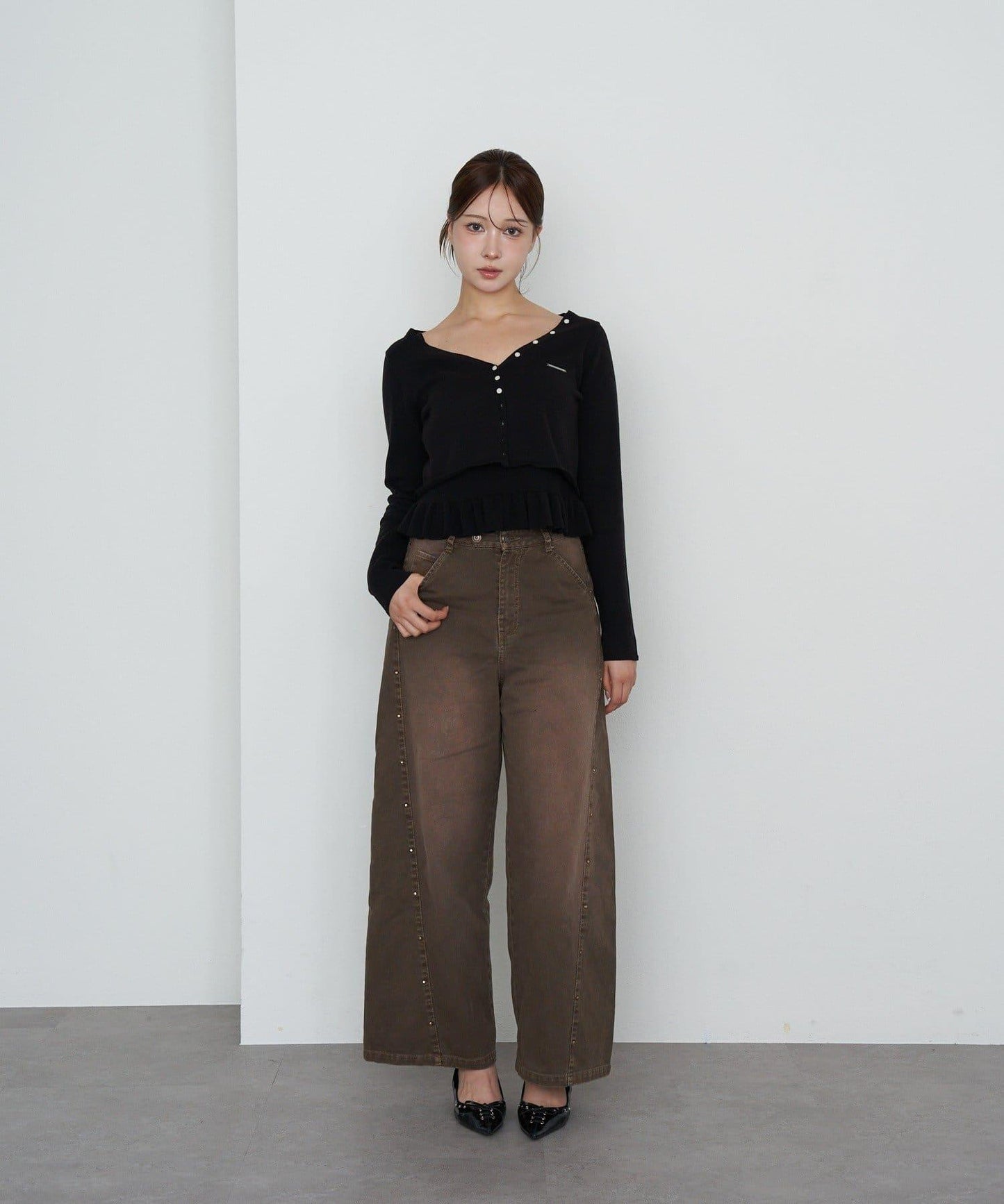 【RAY CASSIN】荷葉邊吊帶套裝開衫