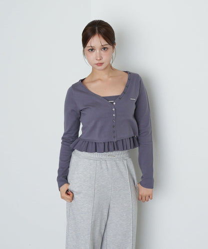 【RAY CASSIN】荷葉邊吊帶套裝開衫