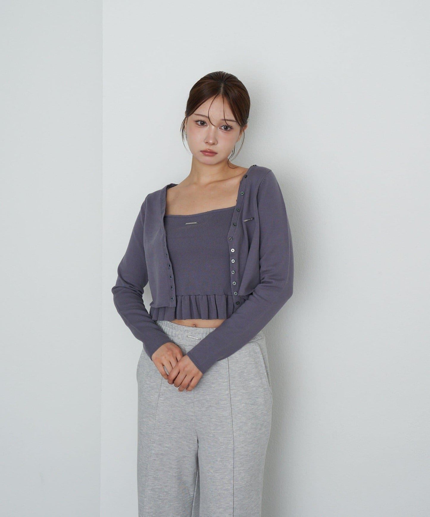 【RAY CASSIN】荷葉邊吊帶套裝開衫