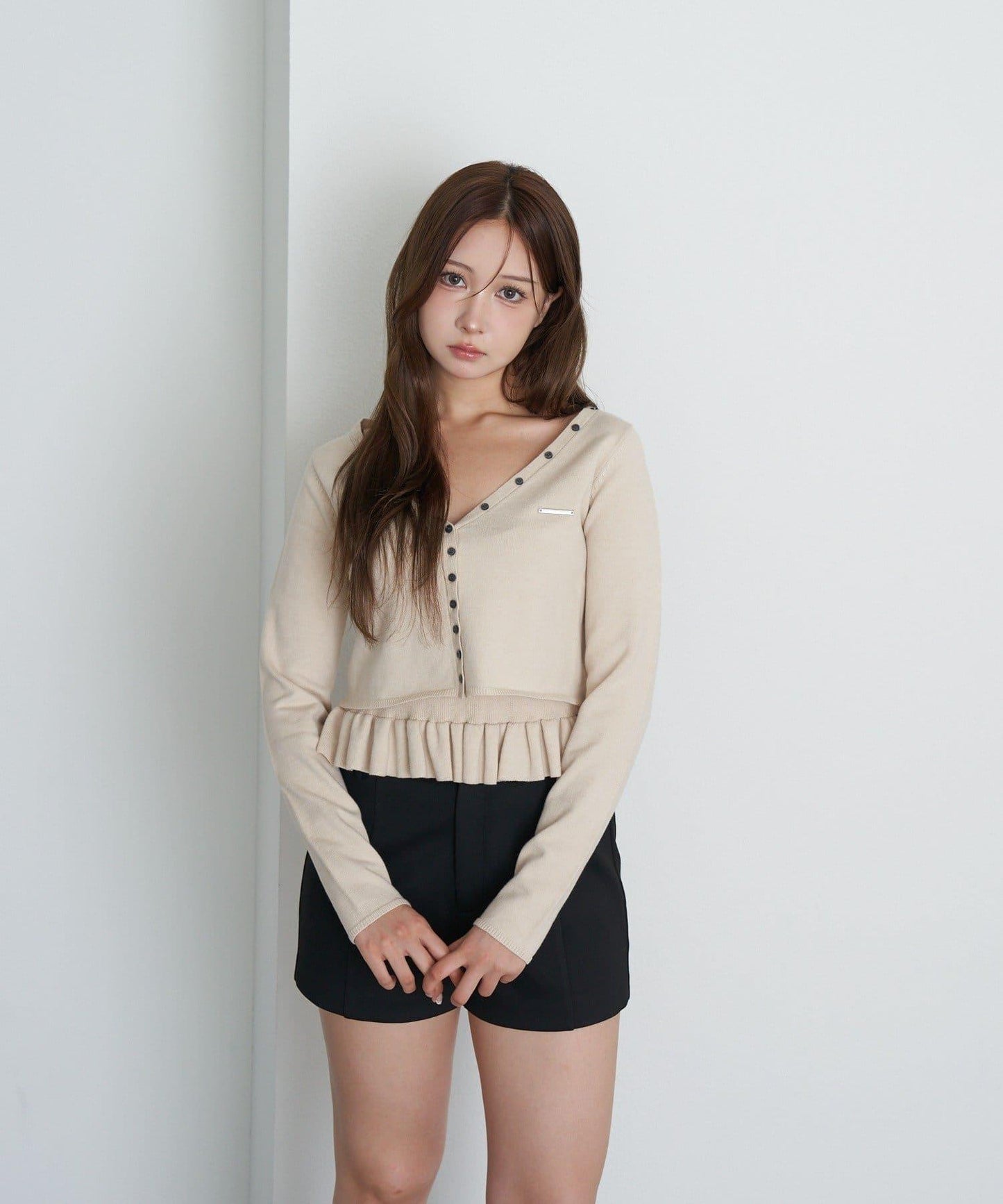 【RAY CASSIN】荷葉邊吊帶套裝開衫