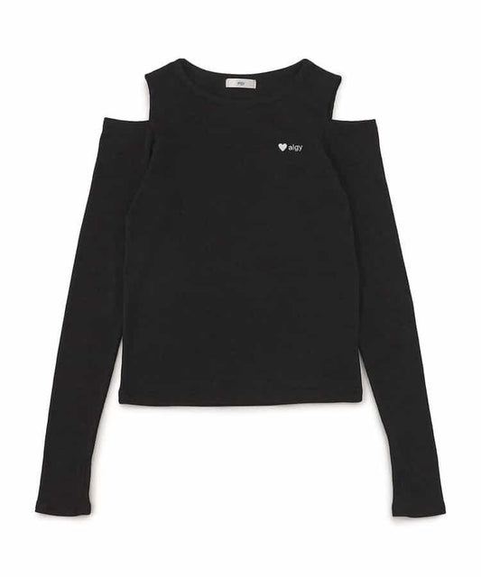 露肩羅紋長袖T恤