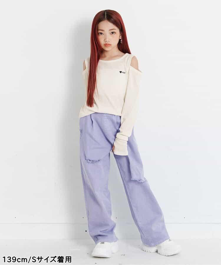 露肩羅紋長袖T恤