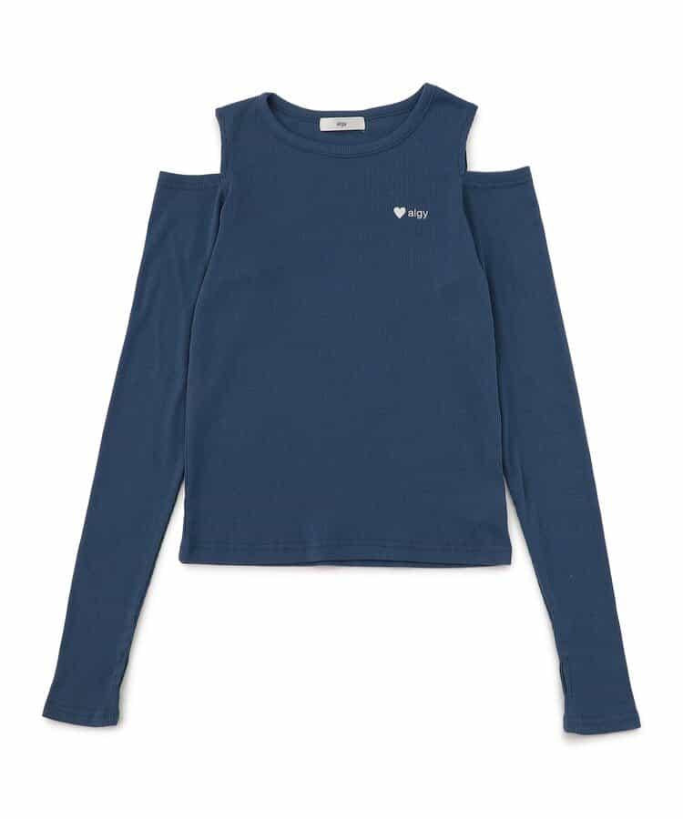 露肩羅紋長袖T恤