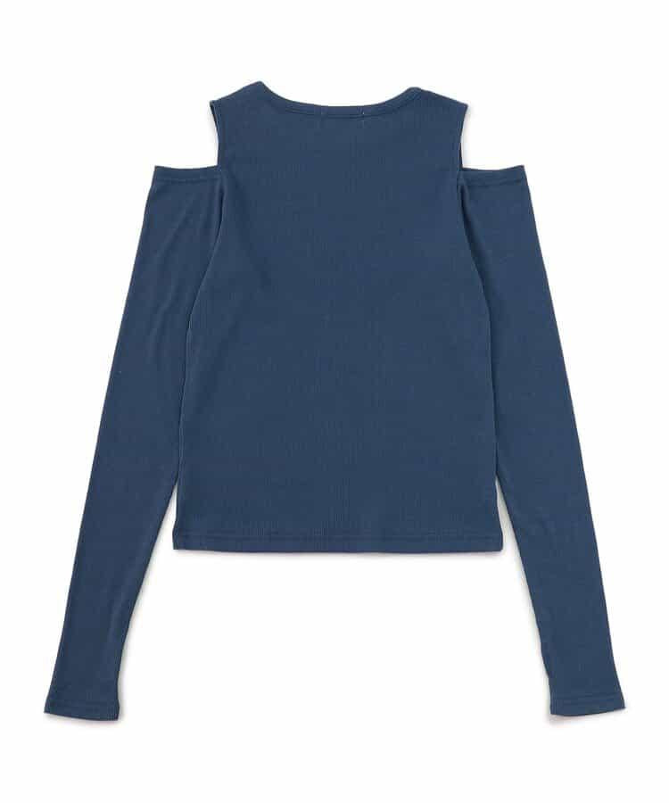 露肩羅紋長袖T恤