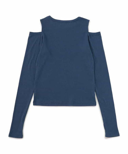 露肩羅紋長袖T恤