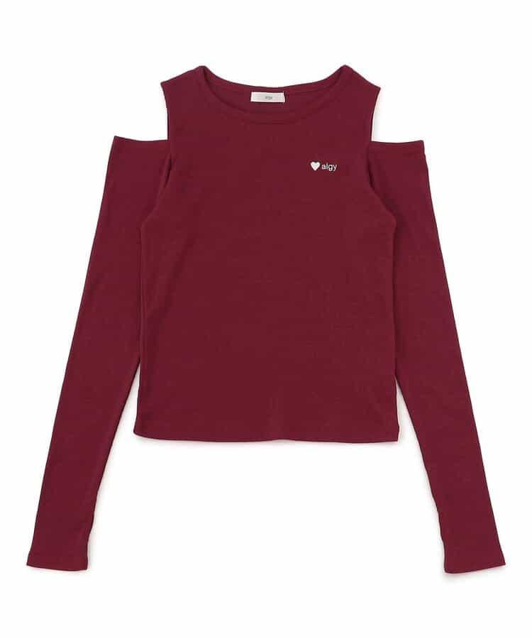 露肩羅紋長袖T恤