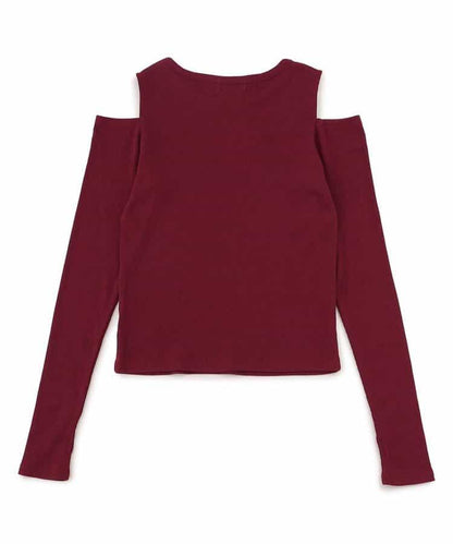 露肩羅紋長袖T恤