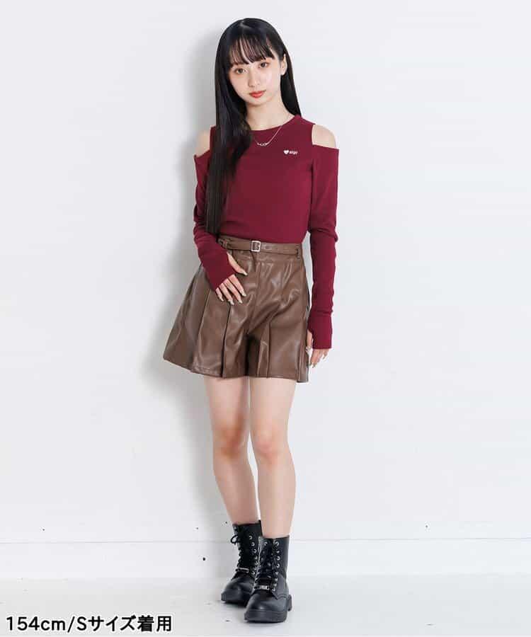 露肩羅紋長袖T恤