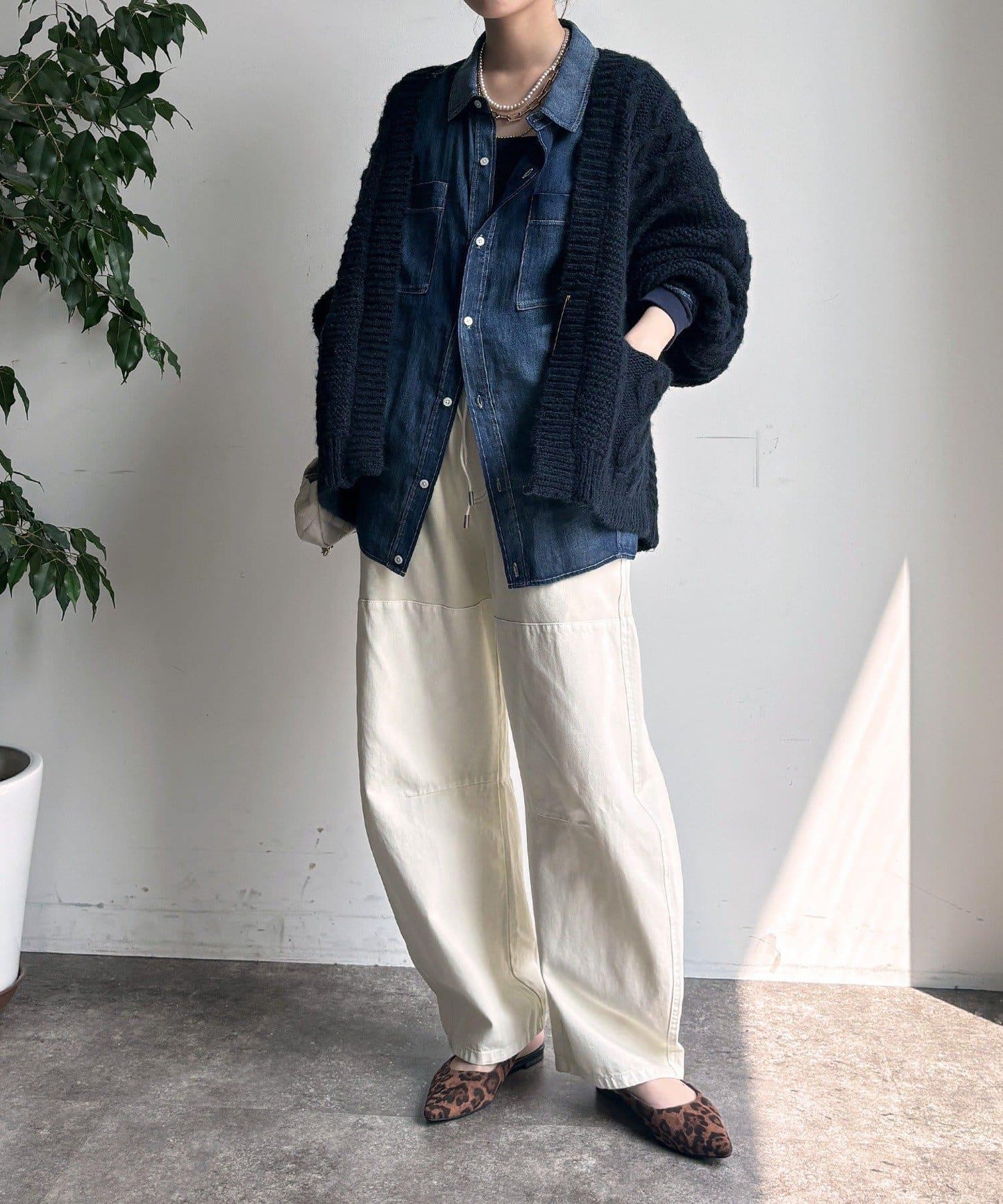 成衣染色拼接長褲