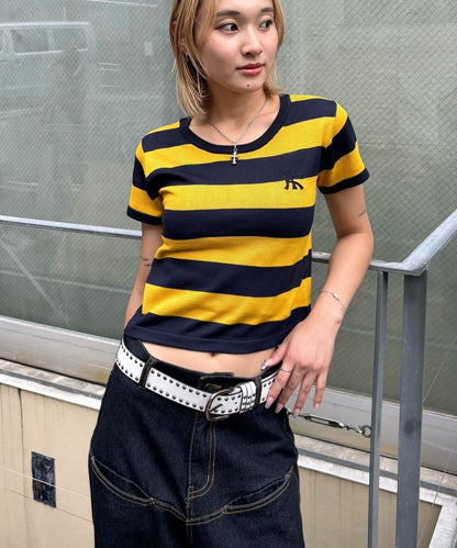 【WHO'S WHO gallery】橄欖球條紋修身針織衫