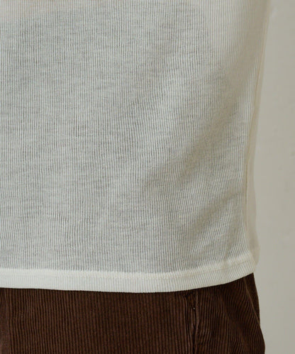 透視羅紋一字肩長袖T恤