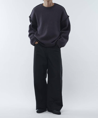 工藝縫線圓領針織衫