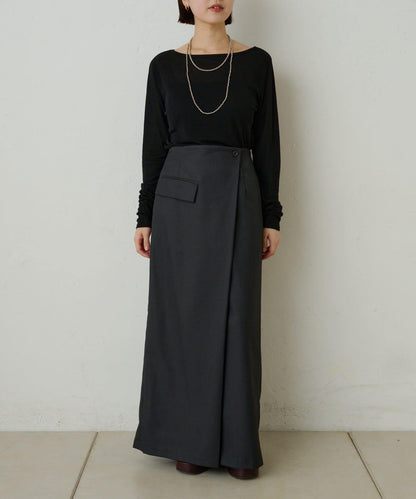 透視羅紋一字肩長袖T恤