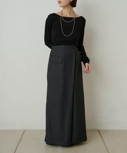 透視羅紋一字肩長袖T恤