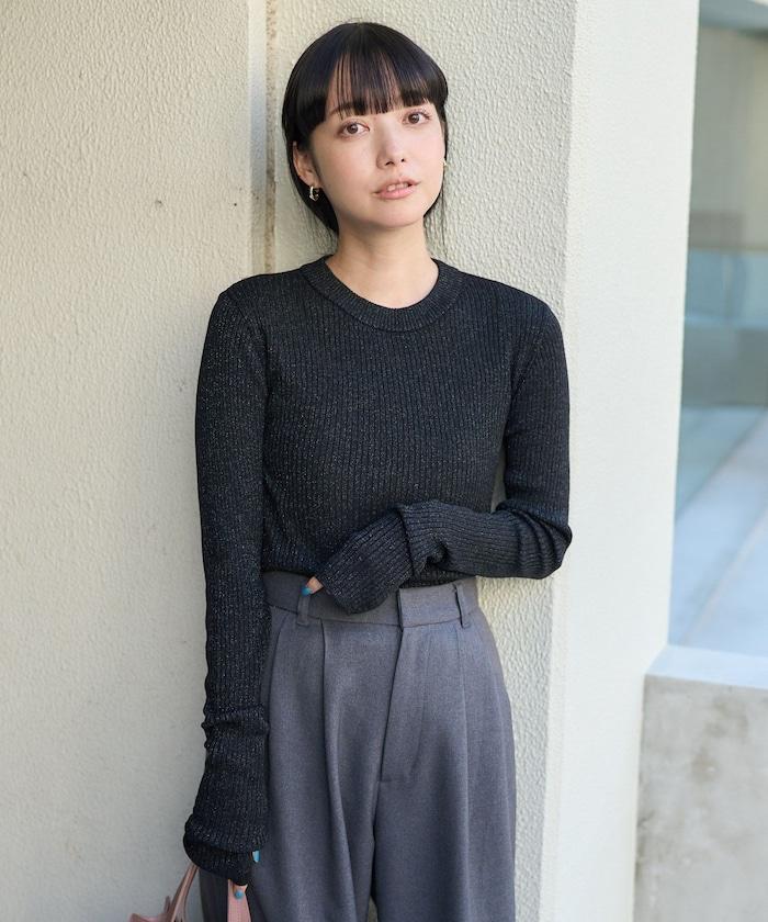 可水洗 亮絲 圓領針織衫