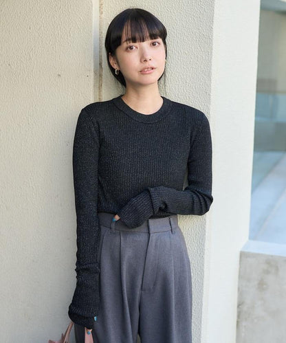 可水洗 亮絲 圓領針織衫