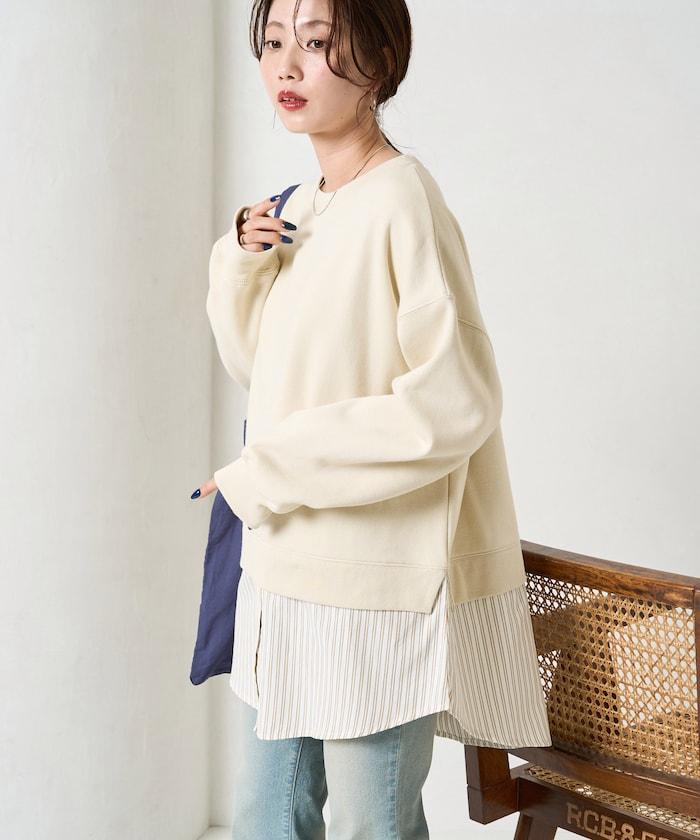 加絨衛衣拼接襯衫疊穿風格上衣