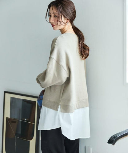 加絨衛衣拼接襯衫疊穿風格上衣