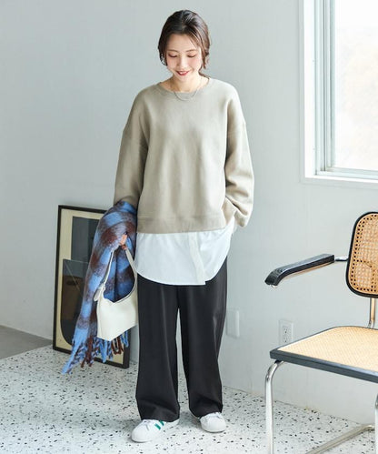 加絨衛衣拼接襯衫疊穿風格上衣