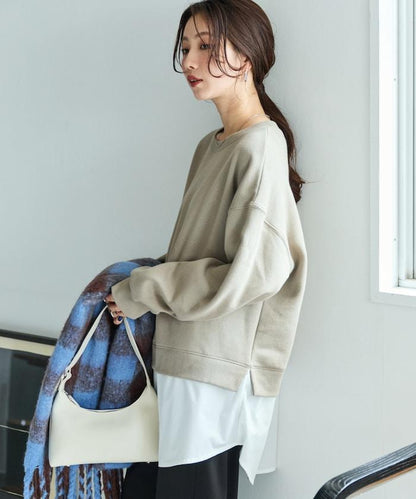 加絨衛衣拼接襯衫疊穿風格上衣