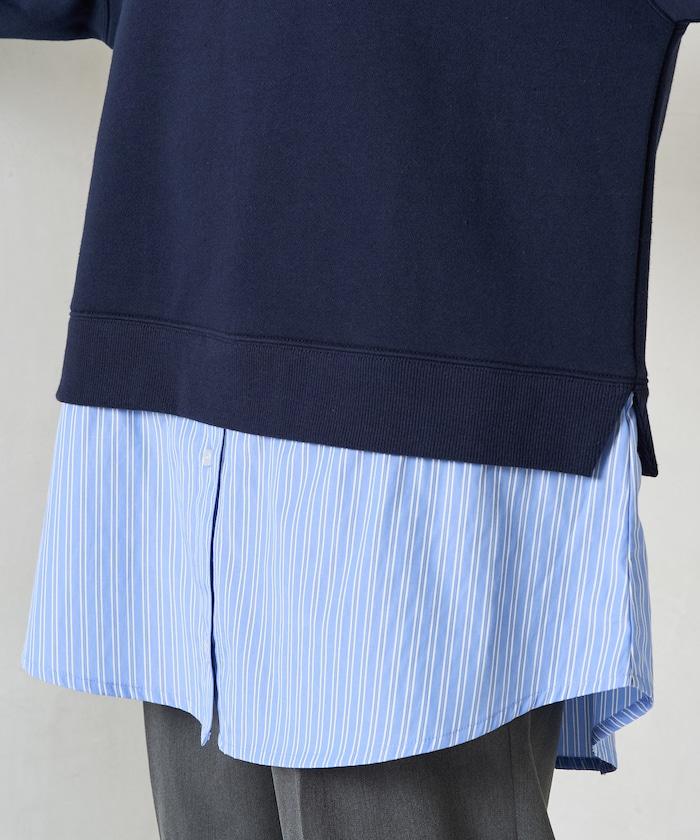 加絨衛衣拼接襯衫疊穿風格上衣