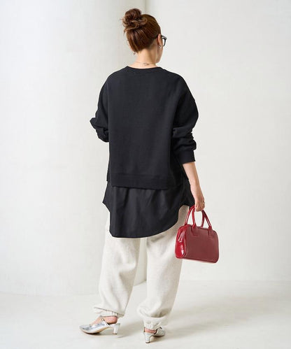 加絨衛衣拼接襯衫疊穿風格上衣