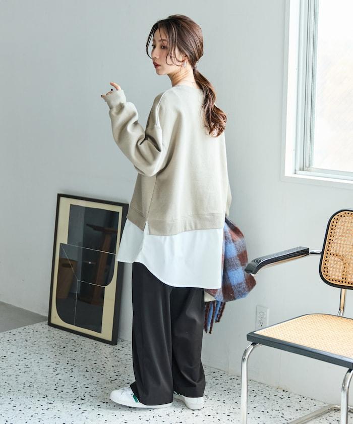 加絨衛衣拼接襯衫疊穿風格上衣