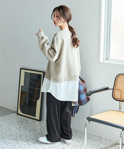 加絨衛衣拼接襯衫疊穿風格上衣