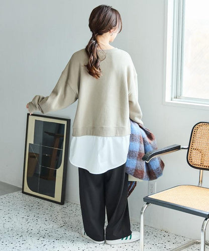 加絨衛衣拼接襯衫疊穿風格上衣