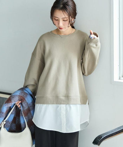 加絨衛衣拼接襯衫疊穿風格上衣