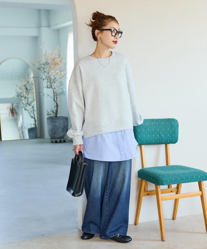 加絨衛衣拼接襯衫疊穿風格上衣