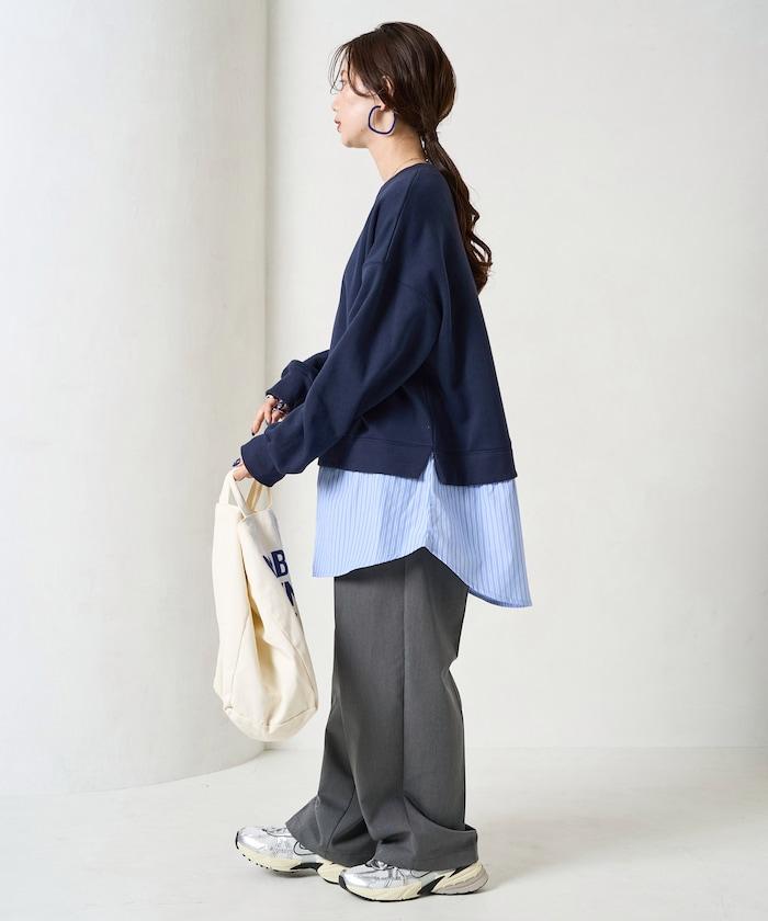 加絨衛衣拼接襯衫疊穿風格上衣