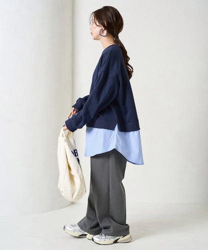 加絨衛衣拼接襯衫疊穿風格上衣