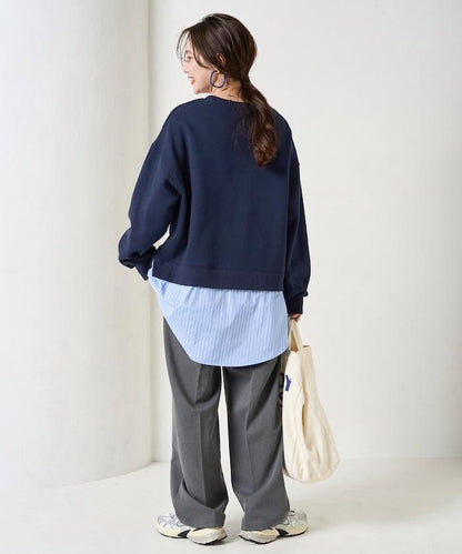 加絨衛衣拼接襯衫疊穿風格上衣